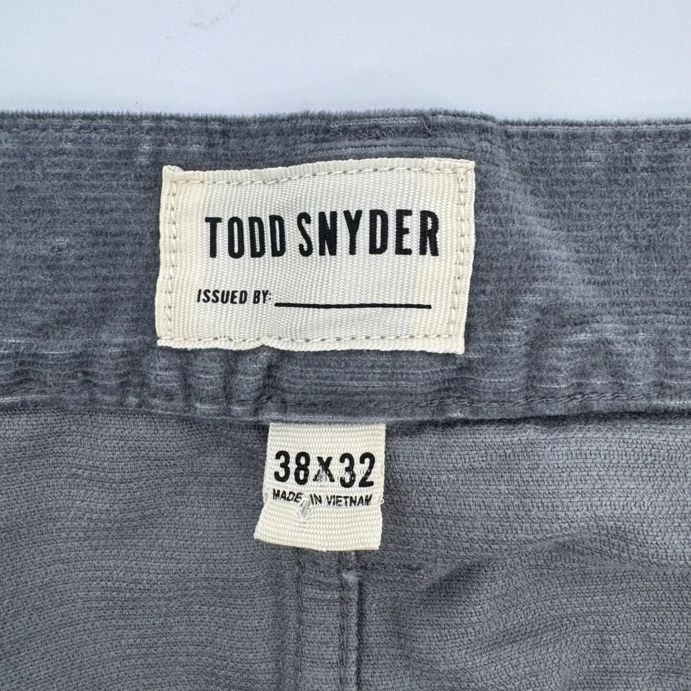 Todd Snyder Mens Slim Fit Corduroy Pants 38x32 Charcoal Grey Stretch 5-Pocket
